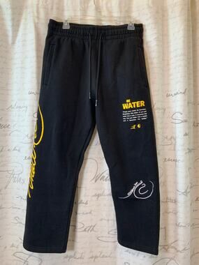 Shoe Palace Bruce Lee Mens Large Be Water Sweatpants Joggers Black Embroidered